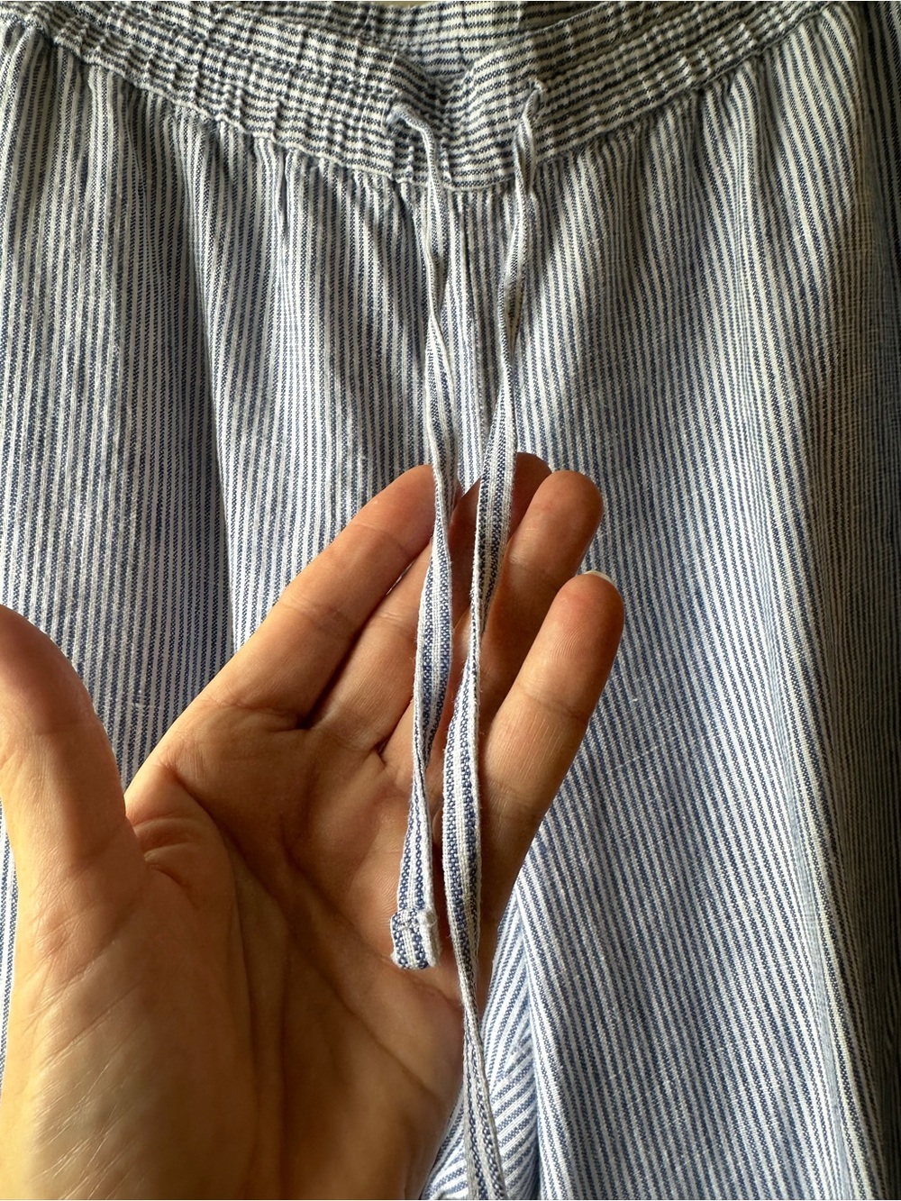 NWOT Talbots 100% Linen Wide Leg Pants Blue White Stripe Size 14W - Picture 6 of 13